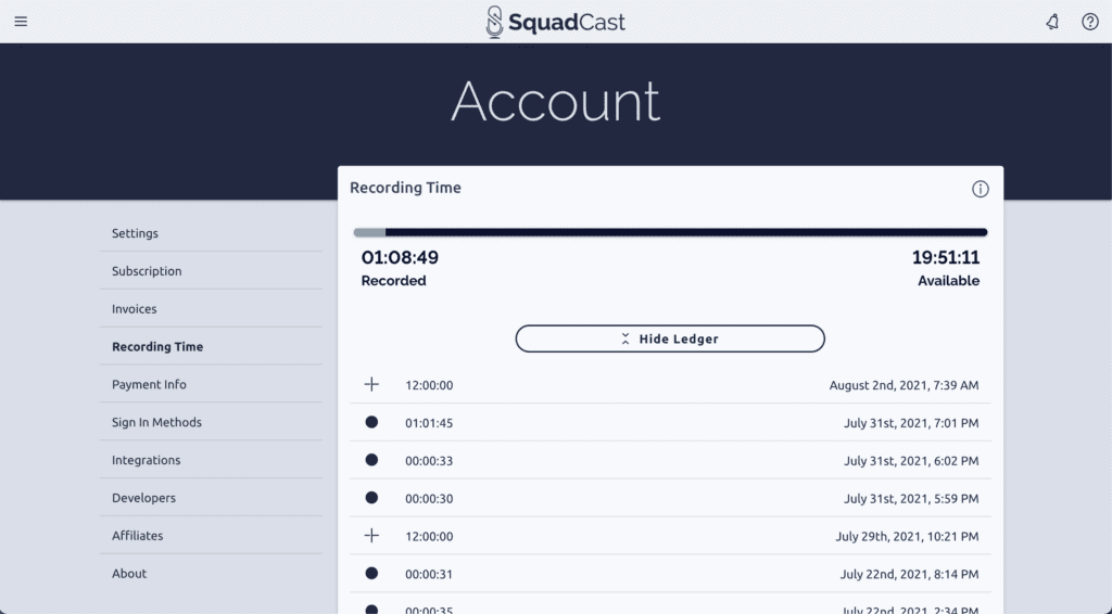 Recording Time Analytics